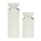 White Abstract Spotted Ceramic Pillar Candle Holder Set with Gold Leaf Accents